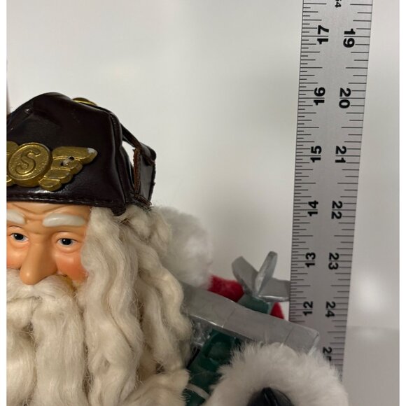 Aviator Santa Figurine Holiday Decor Airplanes Christmas Vintage 16.5" - Picture 9 of 9